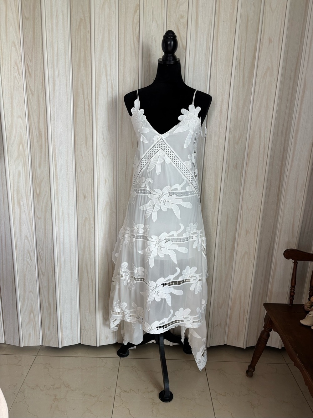 Self-Portrait White Floral Lace Maxi Dress